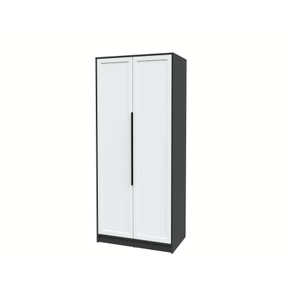 Шкаф распашной Тренд КТ-Ш2 (Антрацит ЛДСП/ Белый ЛМДФ) Ш918 В2128 Г547 Шкаф распашной Тренд КТ-Ш2 (Антрацит ЛДСП/ Белый ЛМДФ) Ш918 В2128 Г547